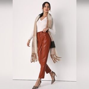 NWT Lulus vegan leather brown high-waisted pants